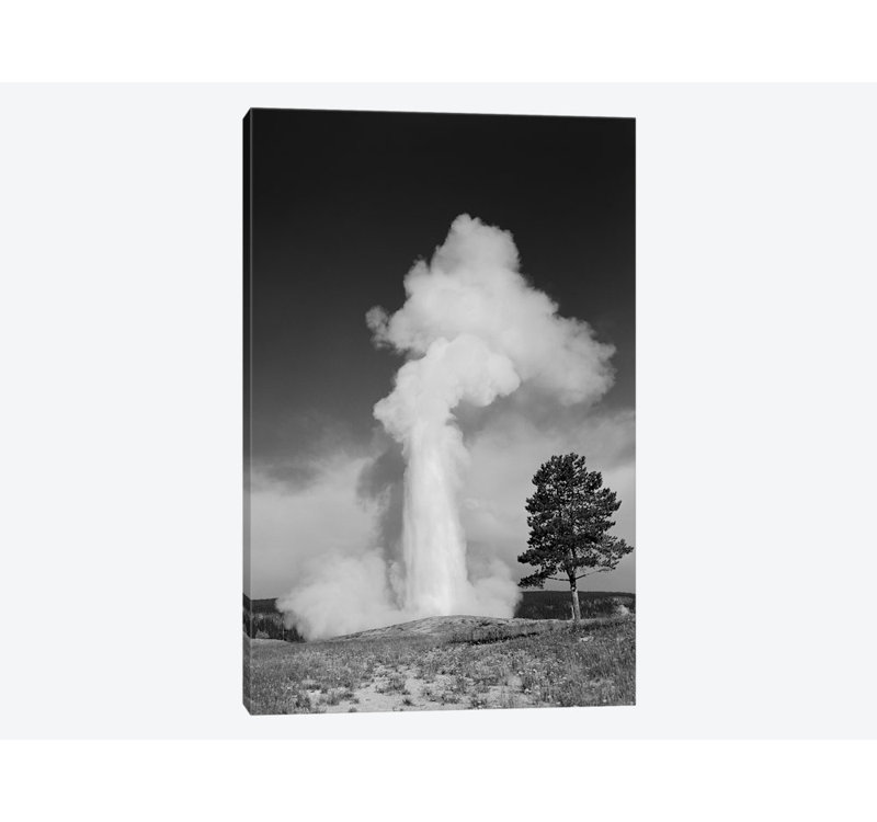 East Urban Home 1960s Old Faithful Geyser Erupting Yellowstone National Park Photographic Print On Wrapped Canvas Wayfair
