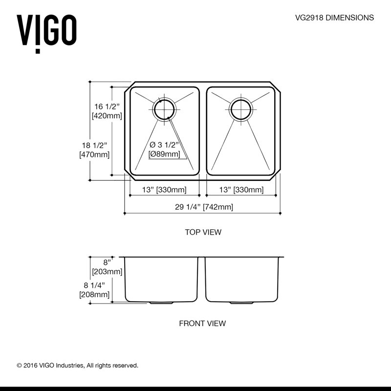 Vigo Newhall 30 L X 19 W Double Basin Undermount Kitchen Sink