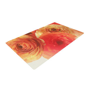 Debbra Obertanec Coral Ranunculus Floral Pink Area Rug