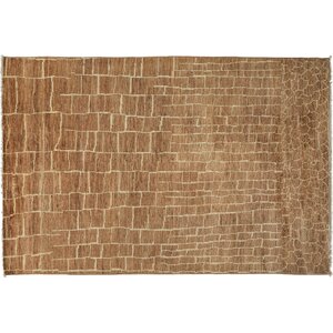 One-of-a-Kind Moroccan Hand-Knotted Brown Area Rug