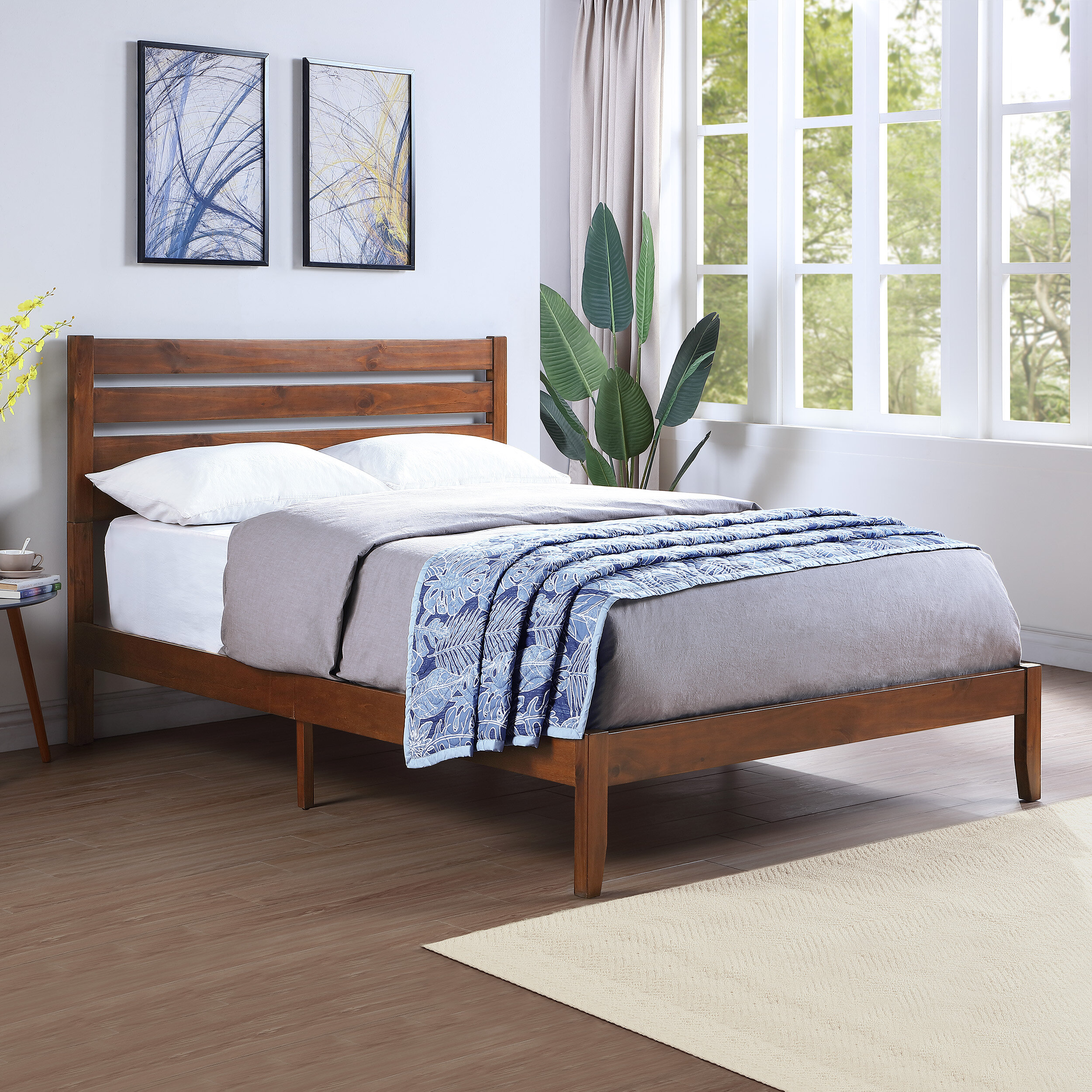 solid wood queen bed frame with headboard