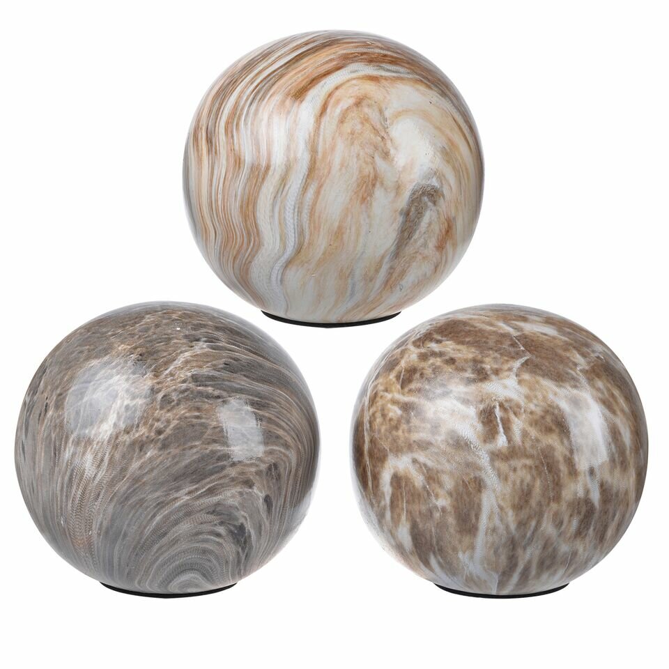 Charlton Home Mya 3 Piece Ceramic Decorative Balls With Flat