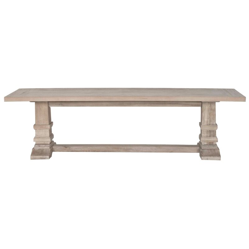 Parfondeval Double Pedestal Dining Bench. French Country Furniture Finds. Because European country and French farmhouse style is easy to love. Rustic elegant charm is lovely indeed.