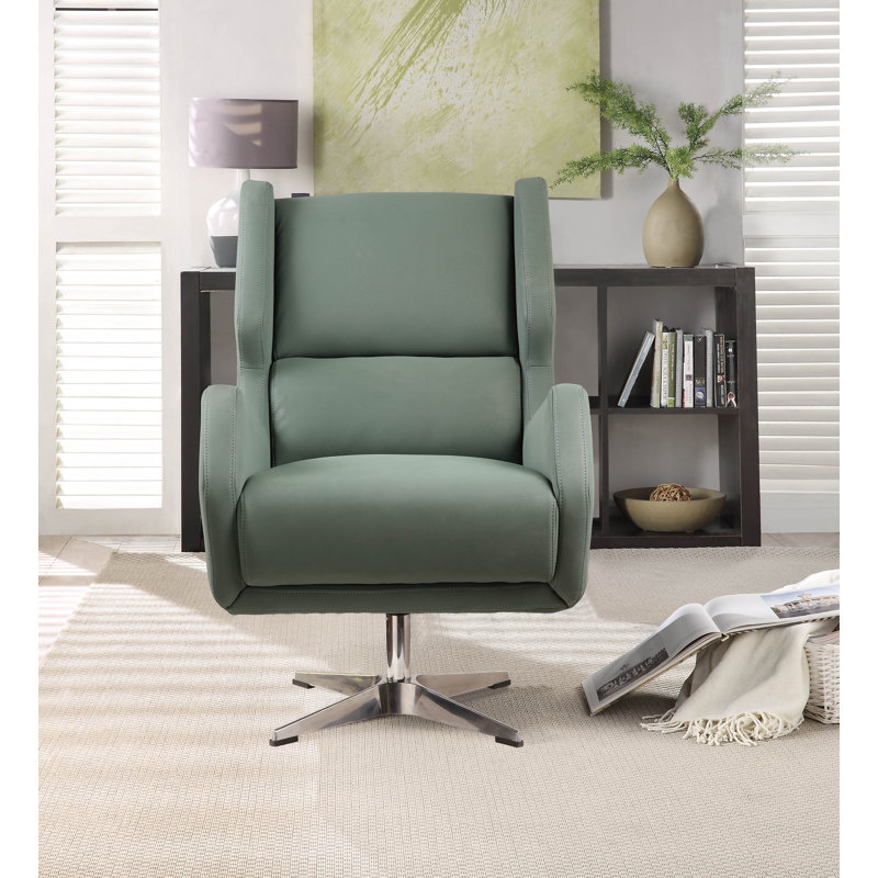 Corrigan Studio Keon 31 W Faux Leather Swivel Wingback Chair