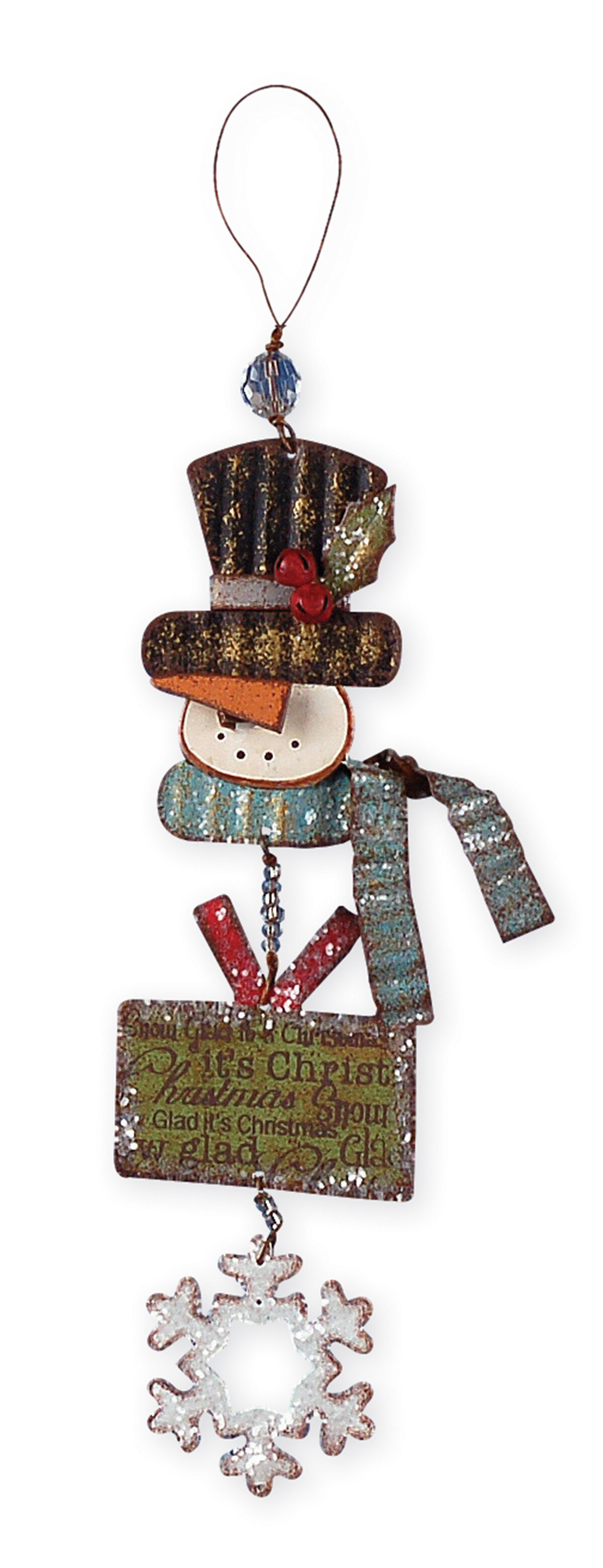 Welcome SNOWMAN Sign-Plaque-Hanging-Metal & Glass by Sunset Vista Designs 