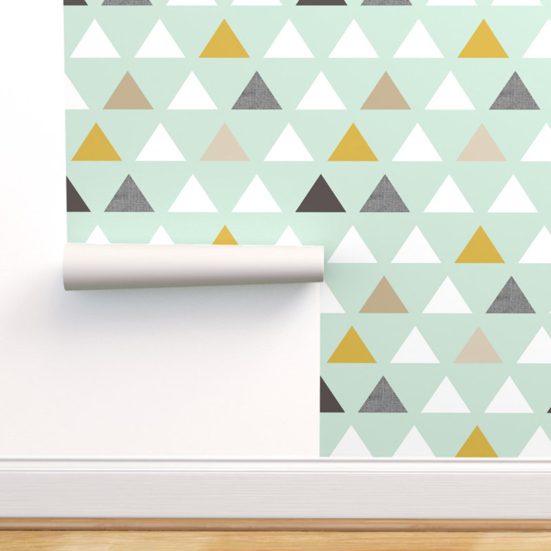 Ebern Designs Mustard Triangles Peel And Stick Removable Wallpaper