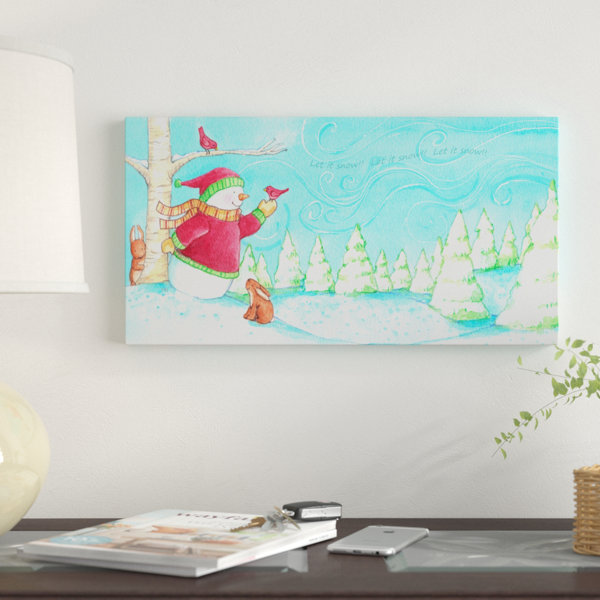 Winston Porter Snowman Bunnies Let It Snow Acrylic Painting