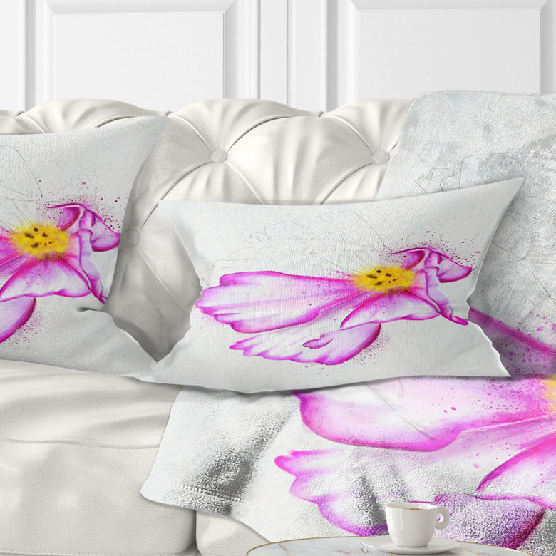 East Urban Home Floral Fantastic Flower Watercolor Lumbar Pillow Wayfair