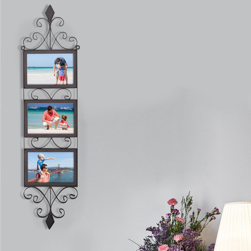 3 Opening Decorative Iron Metal Wall Hanging Collage Picture Frame 3 Opening Decorative Iron Metal Wall Hanging Collage Picture Frame Birch Lane