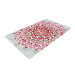 Iris Lehnhardt Summer Lace III Circle Pink/Green Area Rug