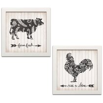 2 Set of Rise N Shine Rooster Woven Cotton Country Kitchen Towel 