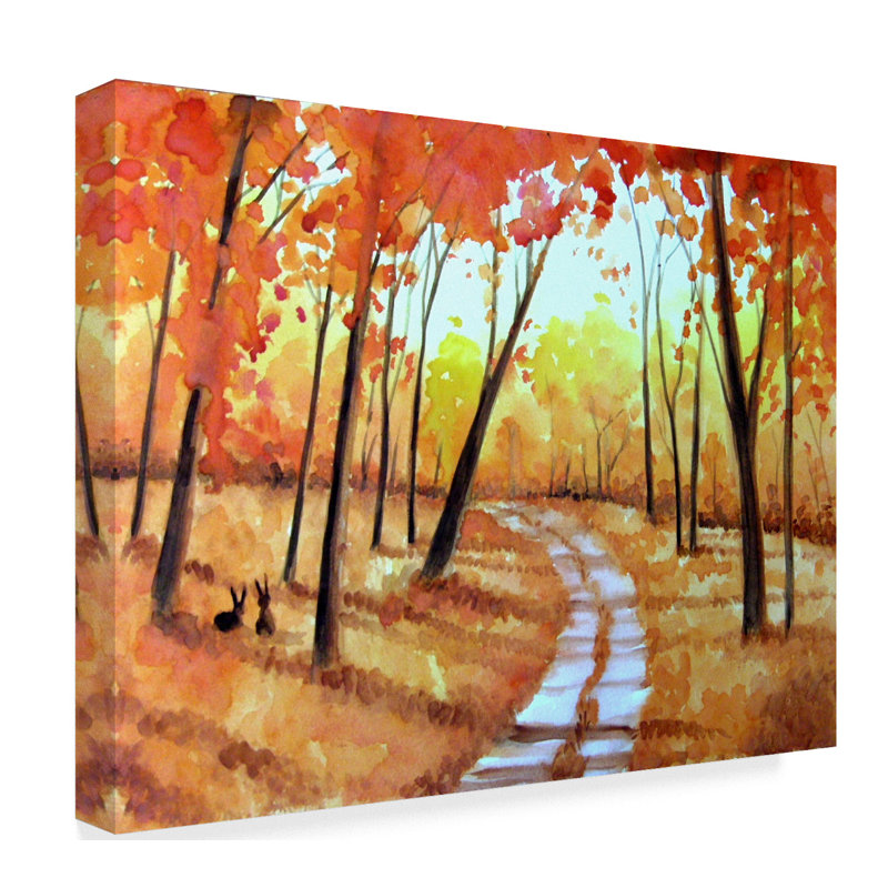 Trademark Art Autumn Path Watercolor Painting Print On Wrapped