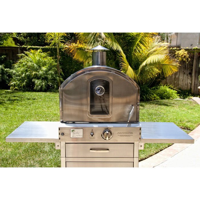 Pacific Living 22 8 Outdoor Pizza Oven Gas Grill With Cart