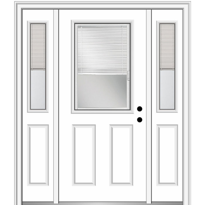 Internal Grilles Glass Ready To Install Steel Prehung Front Entry Door