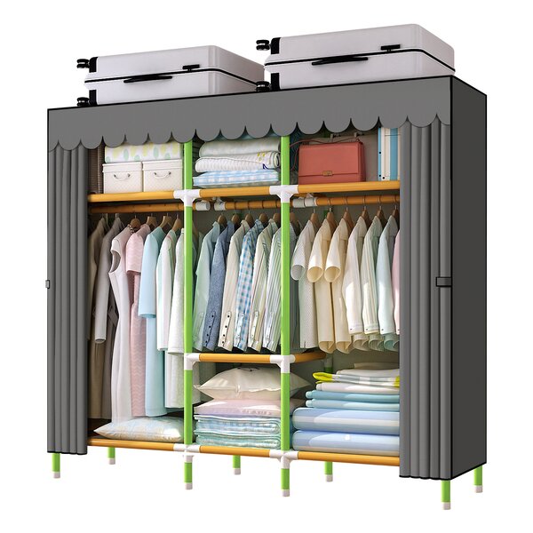Reinforced Portable Clothes Closet Organization Hangers Wardrobe Armoires Storage Rack New 