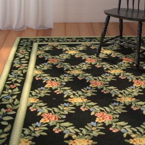 Isabella Black English Trellis Area Rug