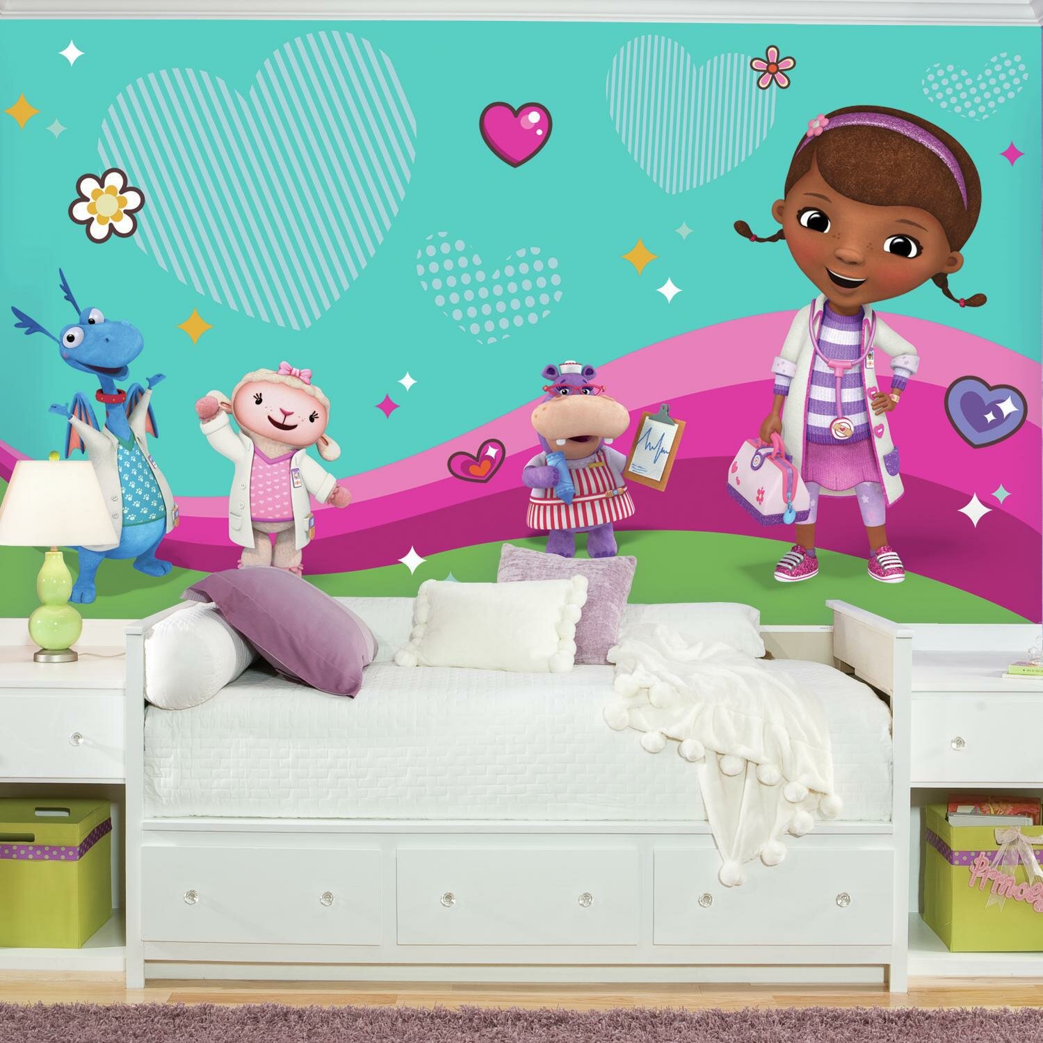Doc Mcstuffins And Friends Chair Rail Prepasted 10 5 X 72 Wall Mural