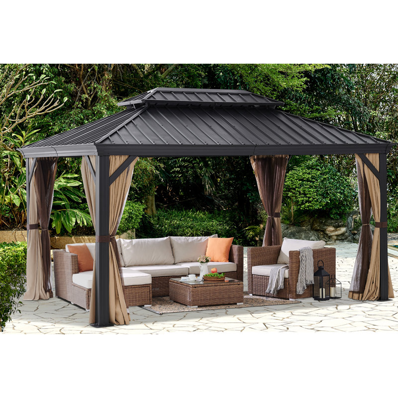 Barton 14 Ft W X 10 Ft D Metal Patio Gazebo Wayfair