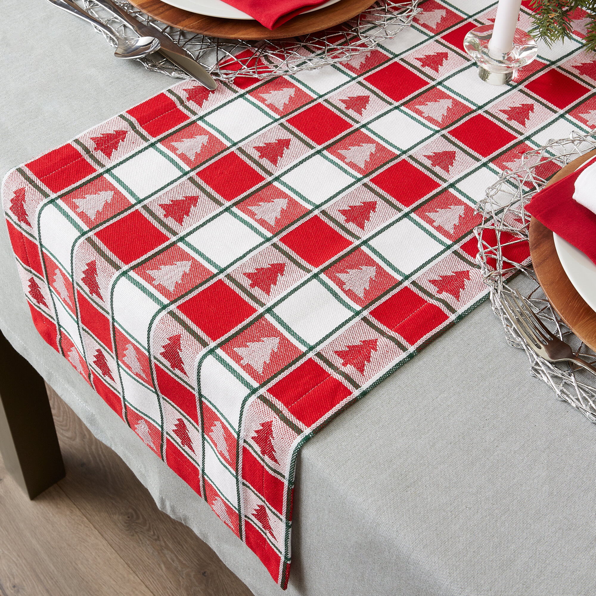 Christmas Table Runner Table Cover Wipe Clean Table Cloth Xmas Party Decor QZ
