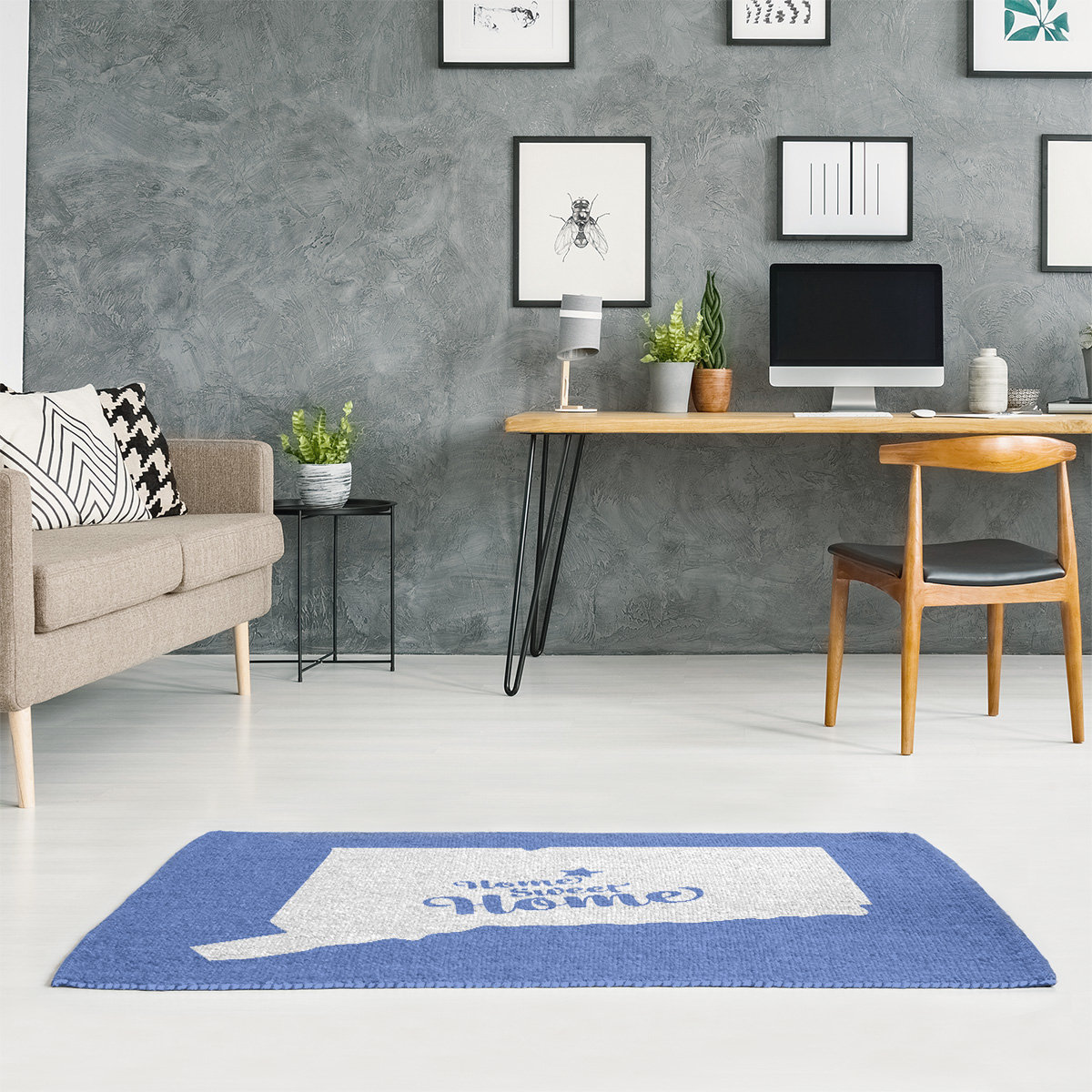 East Urban Home Home Sweet Hartford Blue Area Rug Wayfair