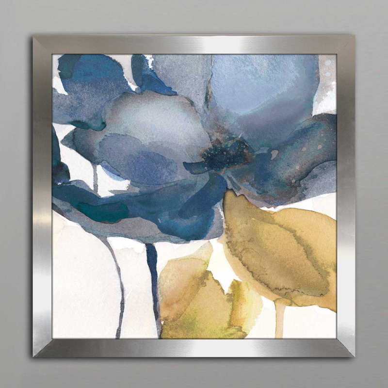 Ebern Designs Blue Note Ii Framed Watercolor Painting Print