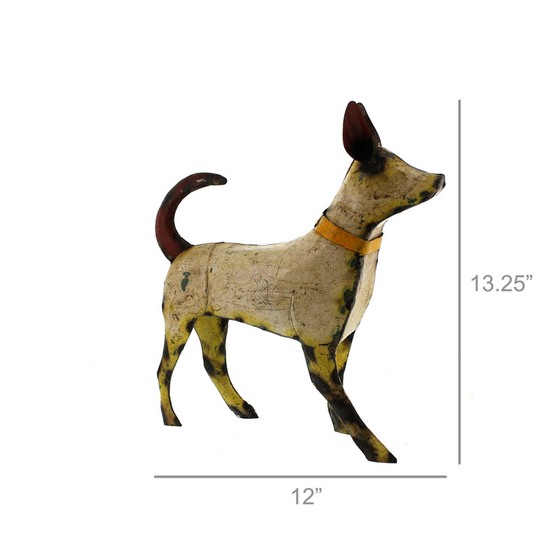 Gracie Oaks Sampson Reclaimed Metal Walking Dog Figurine Reviews Wayfair
