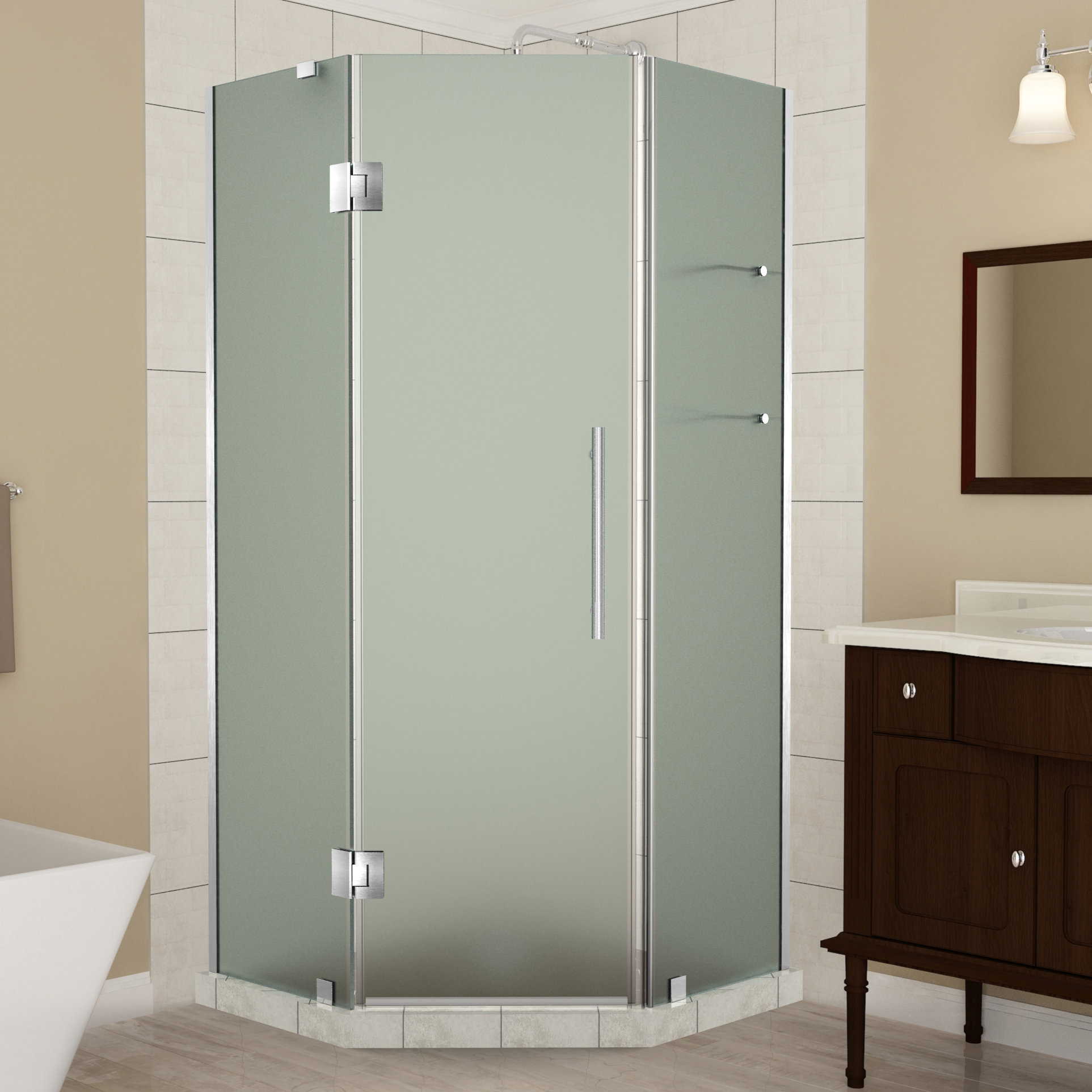 Aston Merrick GS 34'' 34'' W x 72'' H Hinged Frameless Shower Door