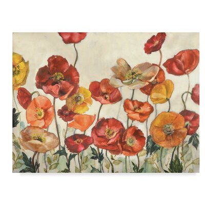 'Field of Poppies Red' Acrylic Painting Print on Wrapped Canvas Charlton Home Size: 18
