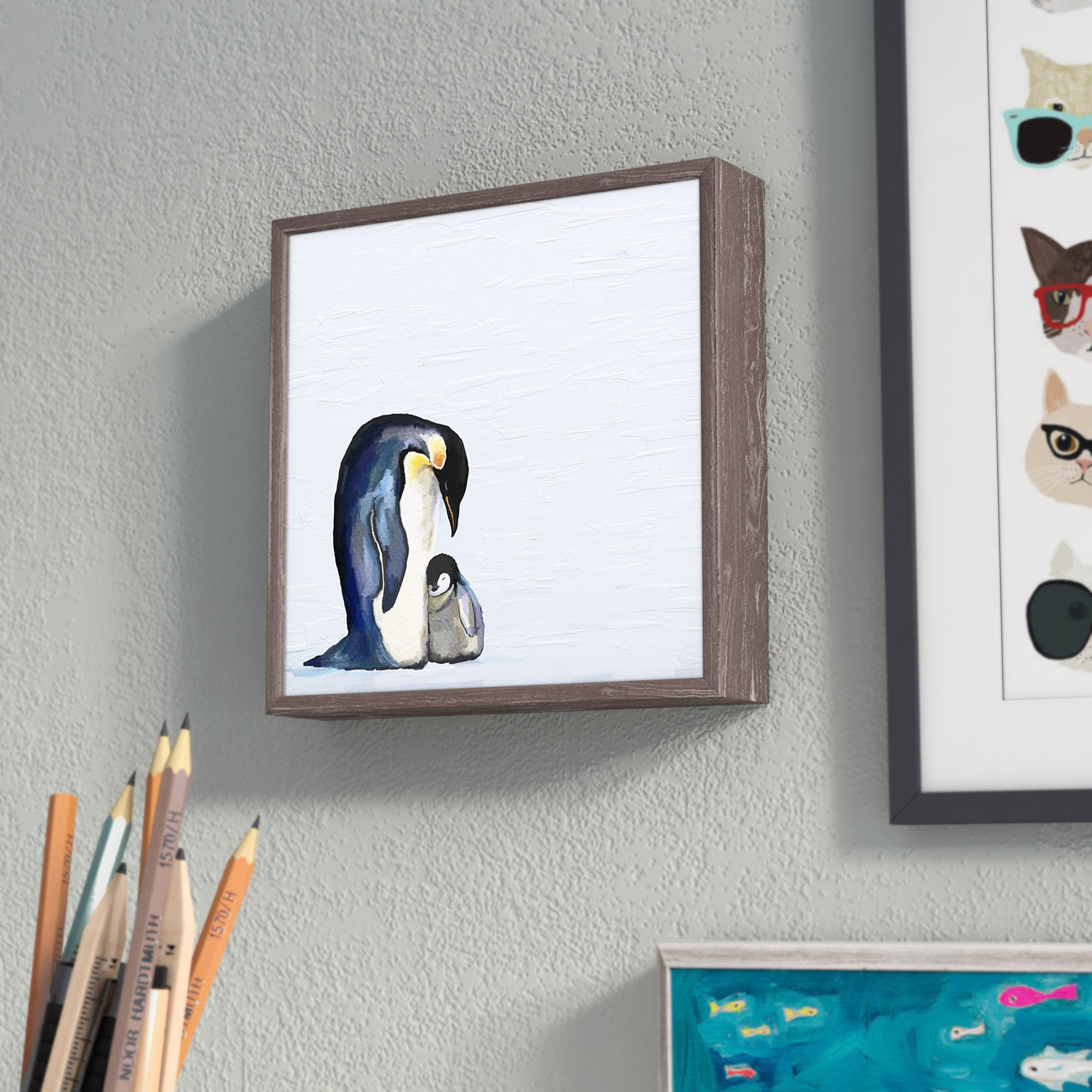 Harriet Bee Kristi You And Me Penguins Mini Framed Art Wayfair Harriet Bee Kristi You And Me Penguins