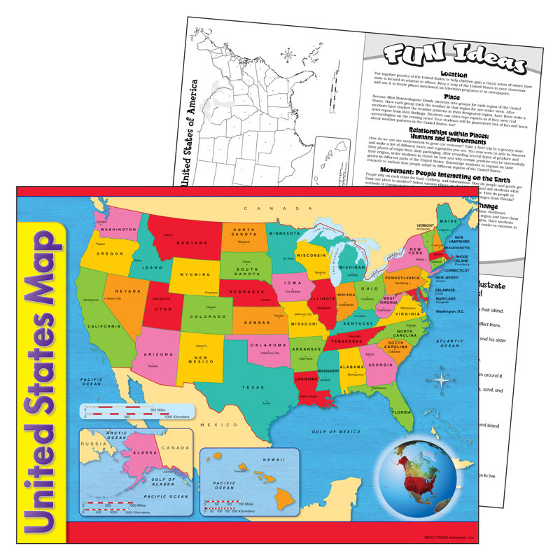Trend Enterprises United States Map Learning Chart 17 X 22 Reviews Wayfair