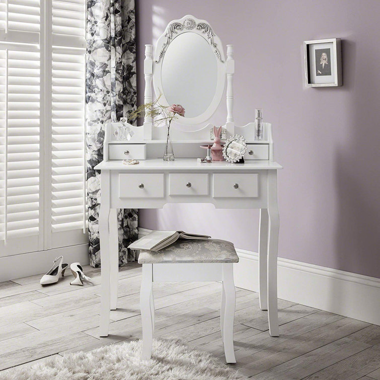 Lily Manor Aditya Dressing Table Set With Mirror Reviews Wayfair Co Uk
