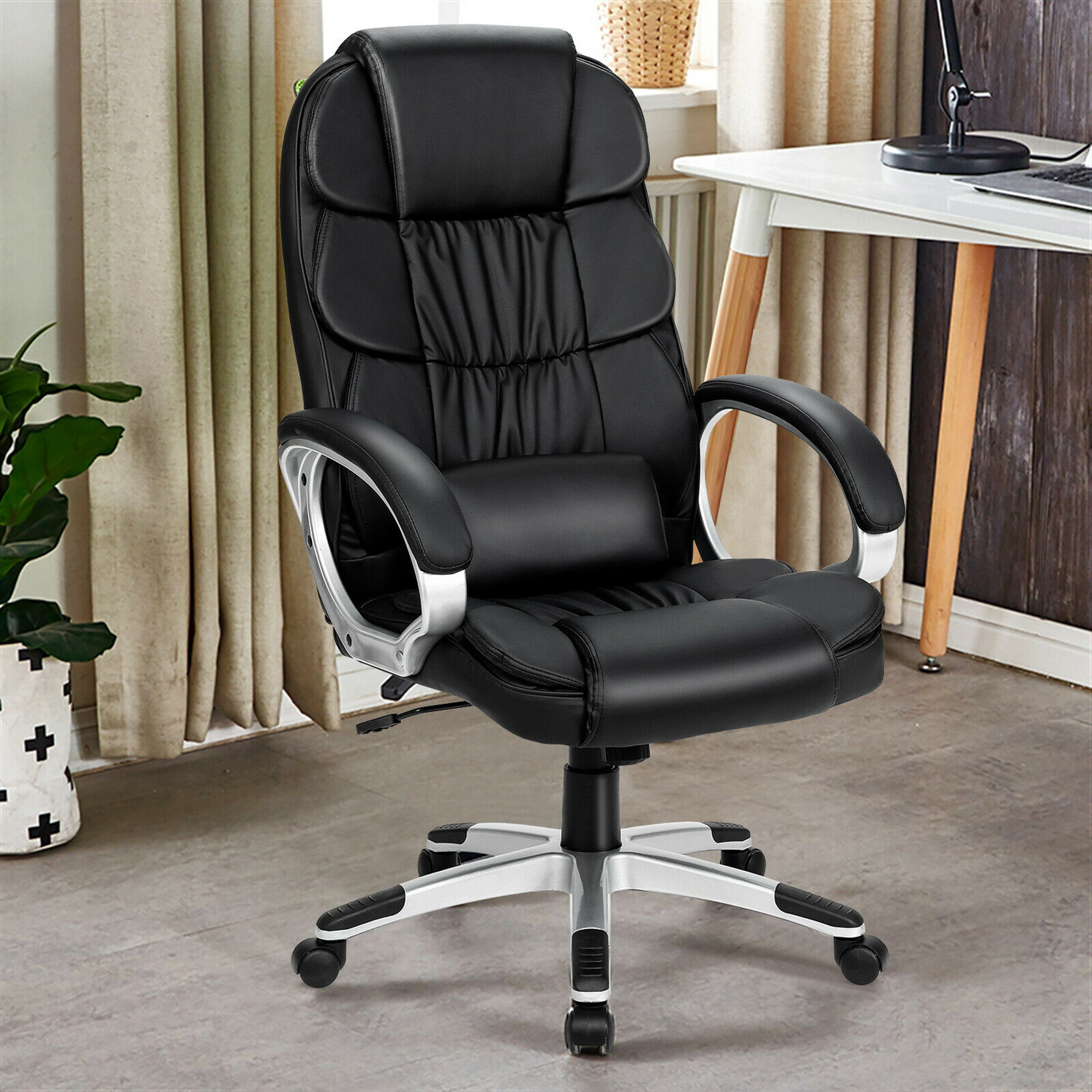 Inbox Zero Ergonomic Office Task Chair High Back Leather Swivel W/ Lumbar Support Wayfair
