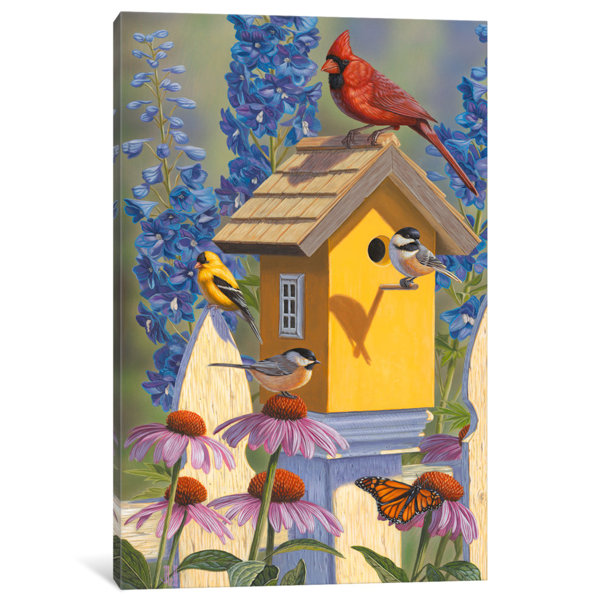 East Urban Home The Yellow Bird House Painting Print On Canvas