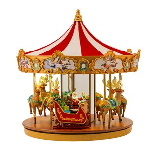 Golden Led Merry-go-Round with Kids Playing Carousel,DC Powered,Christmas with LED,6 Kids