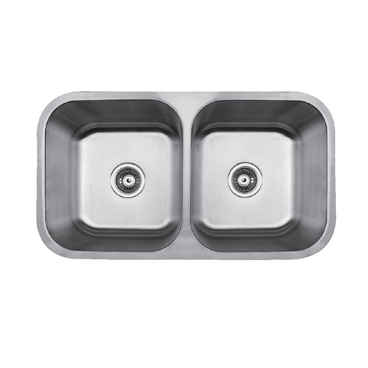 Karran Builder S Choice 50 50 Stainless Steel 32 L X 18 W Double Basin Undermount Kitchen Sink With Basket Strainer Wayfair