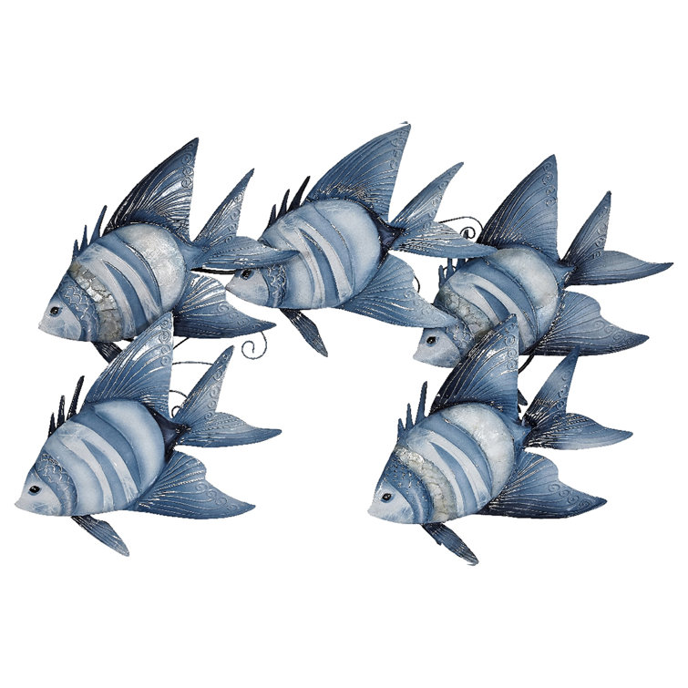 Rosecliff Heights Fish School Metal And Capiz Wall Decor Reviews Wayfair