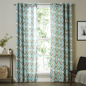 Annamaria Light Ikat Semi-Sheer Grommet Single Curtain Panel