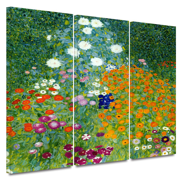 Gustav Klimt Cottage Garden With Sunflowers Paint Print On Framed Canvas Wall