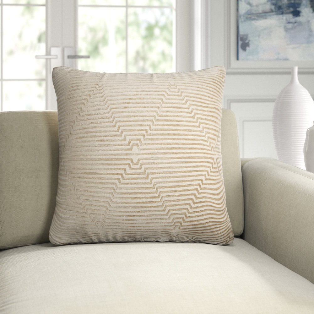 Online Designer Living Room Shelburne Feathers Geometric Throw Pillow Color: Dune