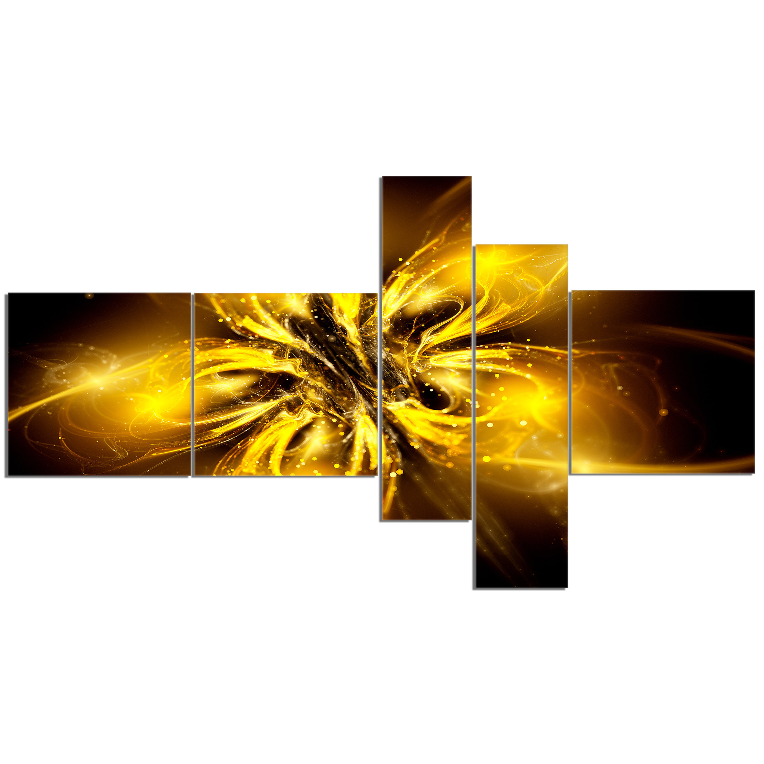 East Urban Home Shiny Gold Fractal Flower On Black Graphic Art Print Multi Piece Image On Canvas Wayfair