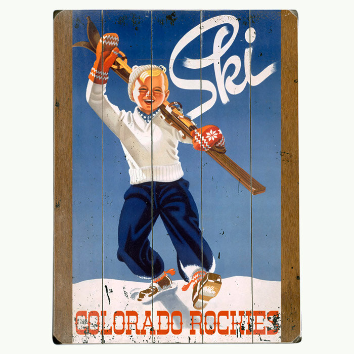Ski Colorado Vintage Advertisement Multi-Piece Image on Wood