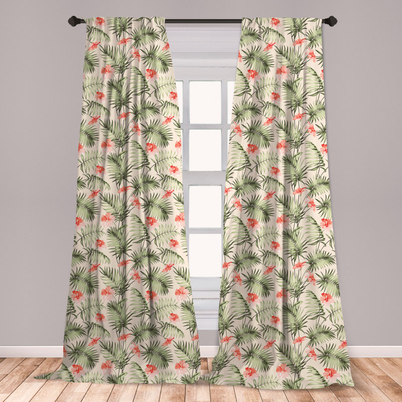 East Urban Home Ambesonne Leaf Curtains Hawaiian Aloha Nature