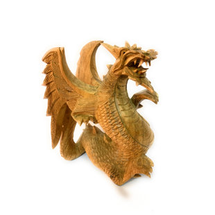 Red Dragon Phoenix Wood Art Carving Home Wall Sculpture Panel Decor 15" x 39" 