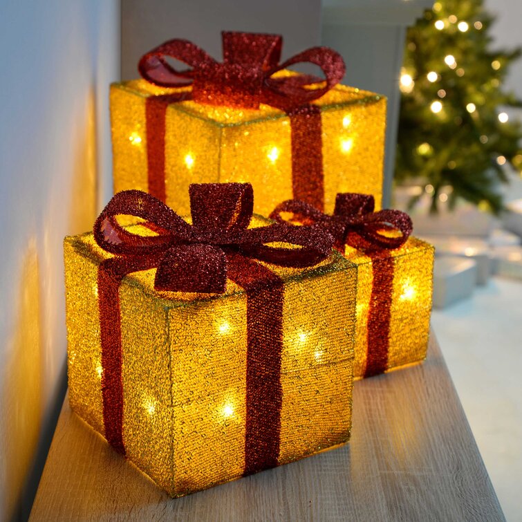 The Seasonal Aisle Gift Box Silhouette with 35 Warm LED Lights and Tinsel  Christmas Decoration Set & Reviews | Wayfair.co.uk