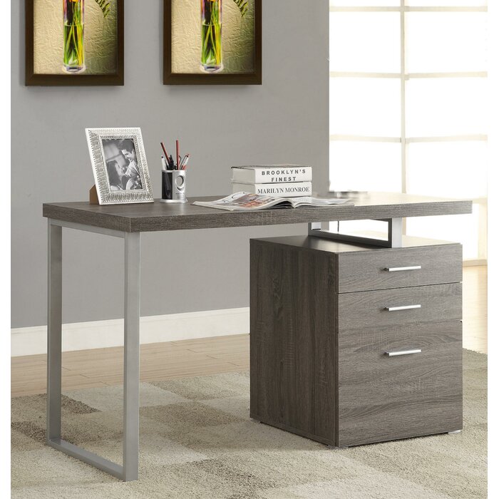 Orren Ellis Modish Office Desk With File Drawer Grey Wayfair Ca