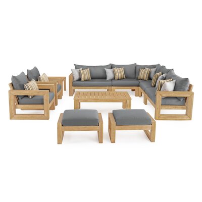 Rosecliff Heights  Mcclain 11 Piece Sunbrella Sectional Seating Group with Cushions Cushion Color: Charcoal Grqy