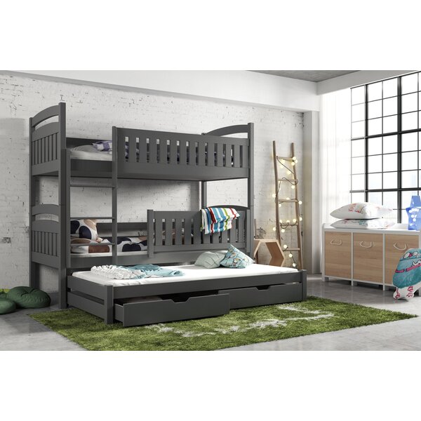 Aleena Single (3') 2 Drawer Solid Wood Standard Bunk Bed with Trundle by Harriet Bee