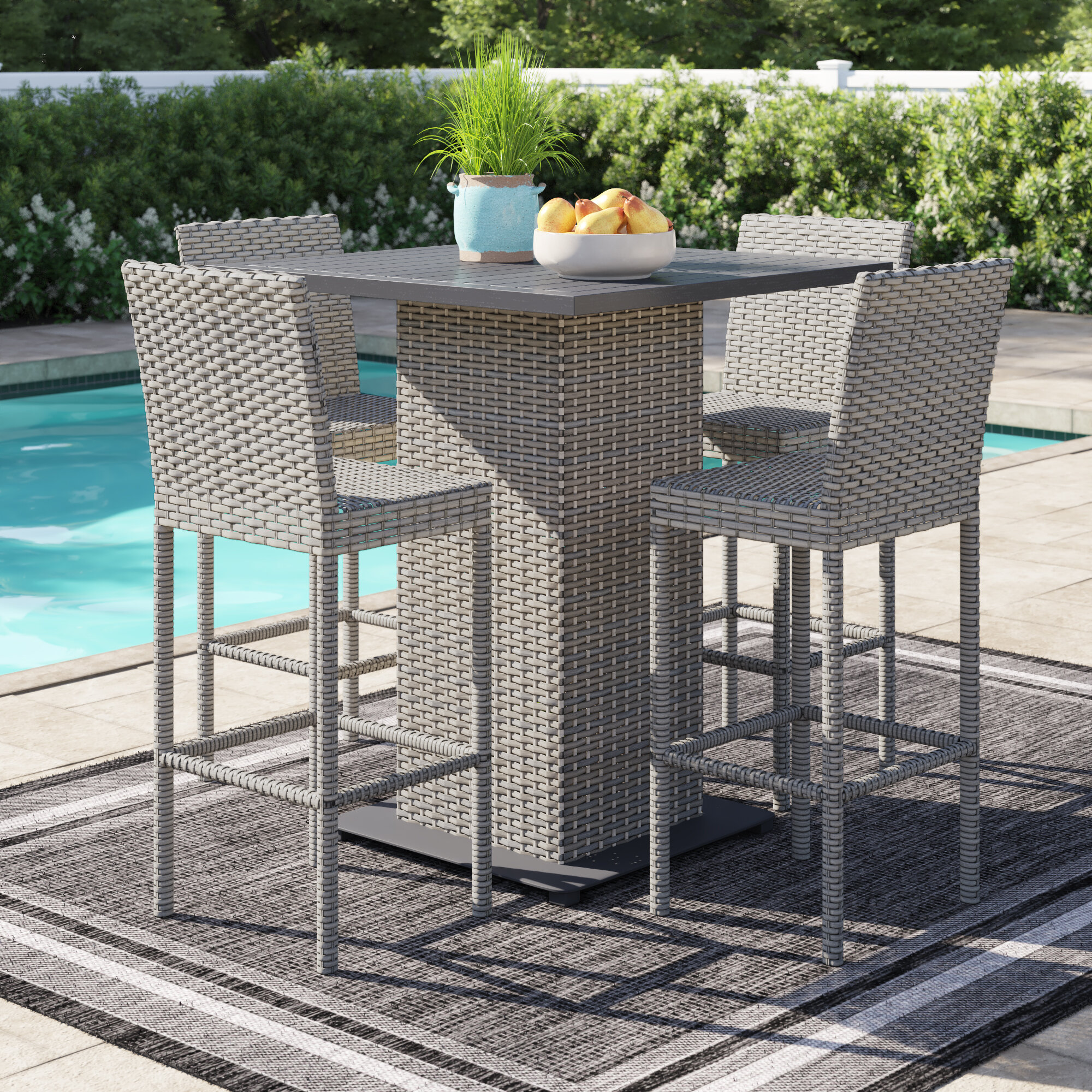 Sol 72 Outdoor Oppelo Square 4 Person Aluminum Dining Set Reviews Wayfair