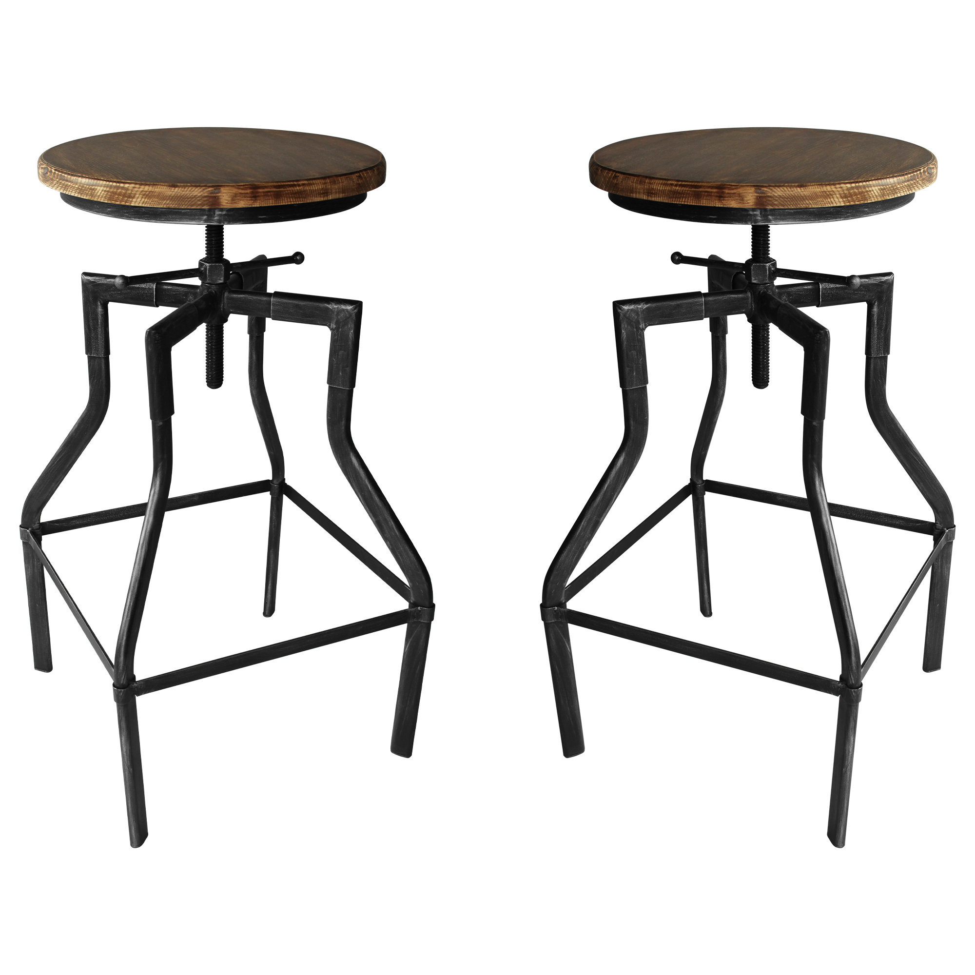 Williston Forge Hogle Industrial Adjustable Barstool In Silver