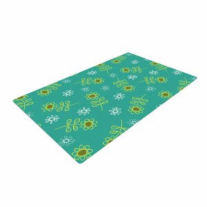 Holly Helgeson Ditsy Daisy Teal Area Rug